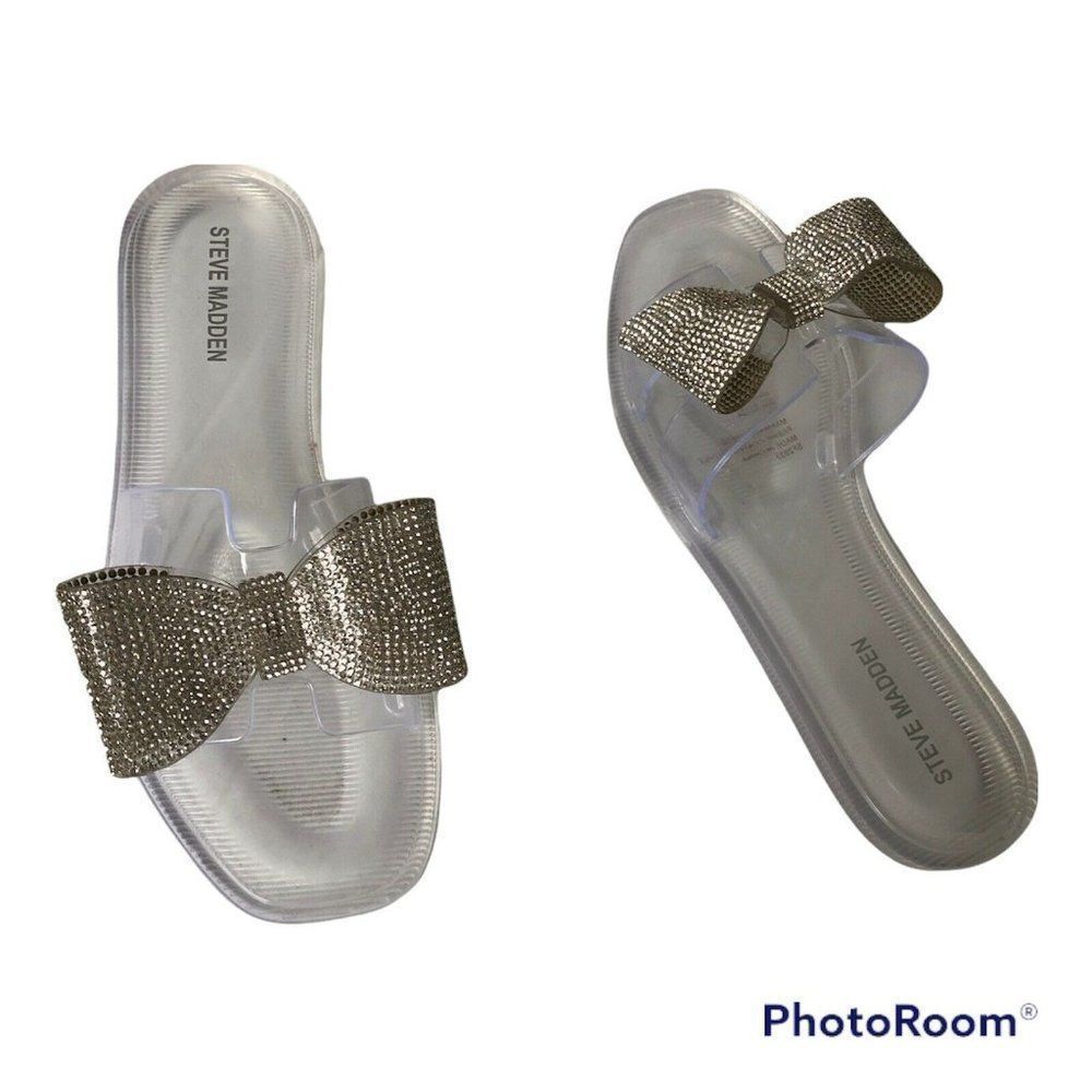 New Steve Madden Jelly Rhinestone Bow women's sandals sz 7